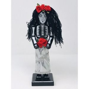 Halloween Nutcracker Dia De Los Muertos Wood Woman Skeleton 9.5" Day Of …